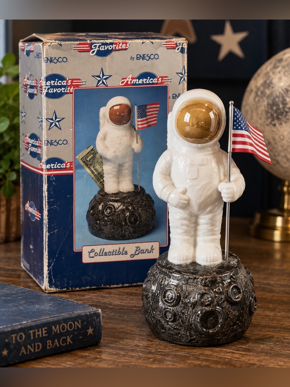 Enesco Man on the Moon Astronaut Collectible Bank 1999 w/ Original Box